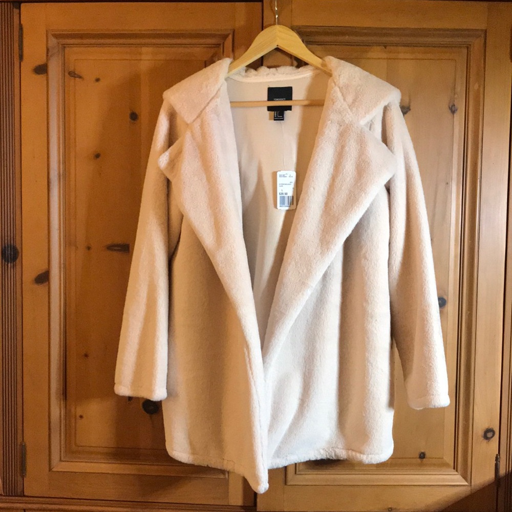 Forever 21 Hooded Faux Fur Jacket NWT